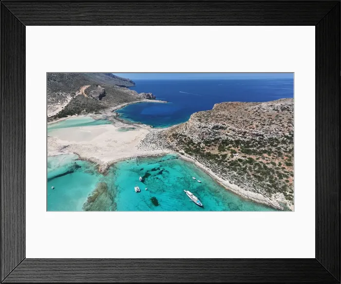 Framed Print : Aerial view of Balos Lagoon, Balos Beach and Cape Tigani, Gramvousa Peninsula, Chania Region, Crete, Greek Islands, Greece, Europe Framed Print : Aerial view of Balos Lagoon, Balos Beach and Cape Tigani, Gramvousa Peninsula, Chania Region, Crete, Greek Islands, Greece, Europe