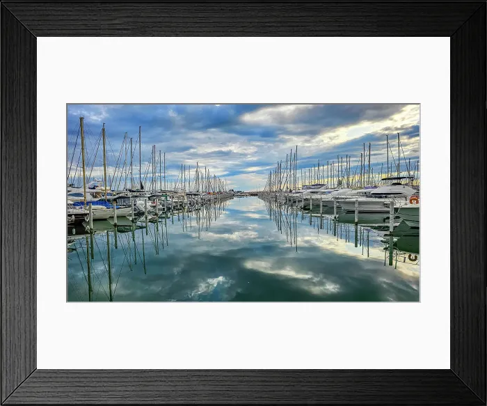Framed Print : Sport harbour, futuristic seaside town of La Grande Motte, Herault, Occitania, France, Europe Framed Print : Sport harbour, futuristic seaside town of La Grande Motte, Herault, Occitania, France, Europe