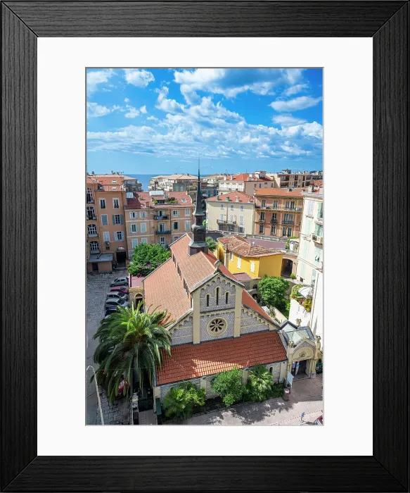Framed Print : View over the seaside town of Menton, Alpes Maritimes, Provence-Alpes-Cote d'Azur, French Riviera, France, Europe