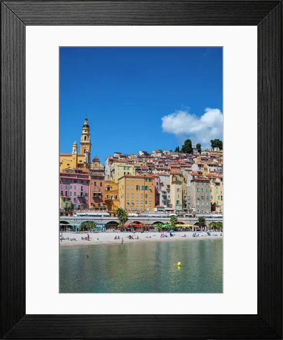 Framed Print : Seaside town of Menton, Alpes Maritimes, Provence-Alpes-Cote d'Azur, French Riviera, France, Europe
