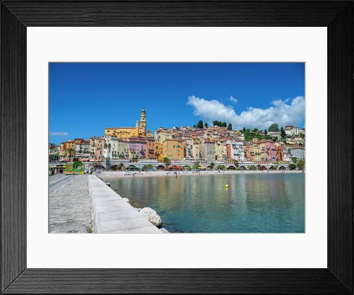Framed Print : Seaside town of Menton, Alpes Maritimes, Provence-Alpes-Cote d'Azur, French Riviera, France, Europe