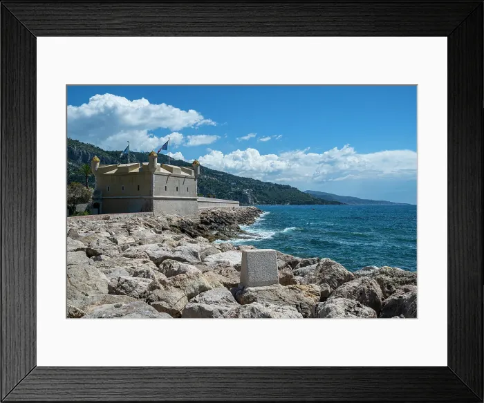 Framed Print : Old castle tower, seaside town of Menton, Alpes Maritimes, Provence-Alpes-Cote d'Azur, French Riviera, France, Europe Framed Print : Old castle tower, seaside town of Menton, Alpes Maritimes, Provence-Alpes-Cote d'Azur, French Riviera, France, Europe