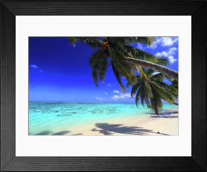 Framed Print : Beach and palm trees, Rarotonga, Cook Islands, South Pacific, Pacific