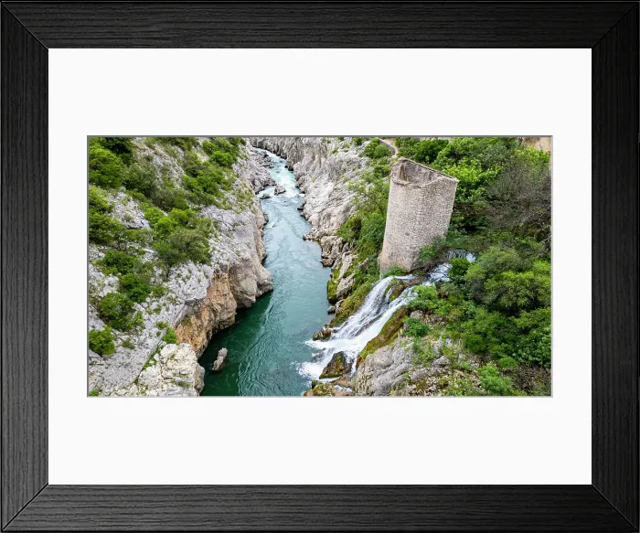 Framed Print : Aerial of an old watchtower in the Herault gorge, UNESCO World Heritage Site, Causses and Cevennes, Herault, Occitanie, France, Europe Framed Print : Aerial of an old watchtower in the Herault gorge, UNESCO World Heritage Site, Causses and Cevennes, Herault, Occitanie, France, Europe