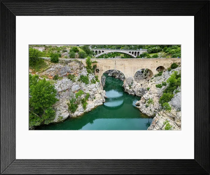 Framed Print : Aerial of the Pont du Diable (Saint-Jean-de-Fos), UNESCO World Heritage Site, Causses and Cevennes, Herault, Occitanie, France, Europe Framed Print : Aerial of the Pont du Diable (Saint-Jean-de-Fos), UNESCO World Heritage Site, Causses and Cevennes, Herault, Occitanie, France, Europe