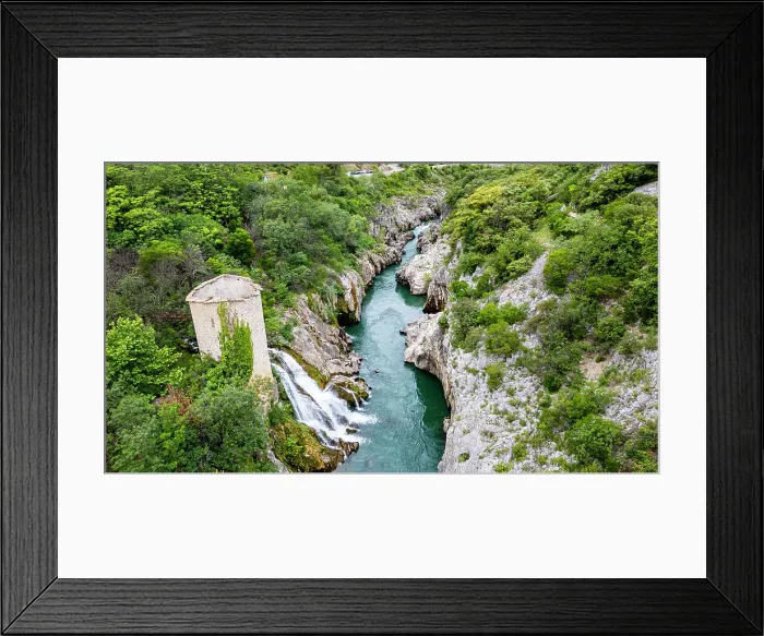 Framed Print : Aerial of an old watchtower in the Herault gorge, UNESCO World Heritage Site, Causses and Cevennes, Herault, Occitanie, France, Europe Framed Print : Aerial of an old watchtower in the Herault gorge, UNESCO World Heritage Site, Causses and Cevennes, Herault, Occitanie, France, Europe