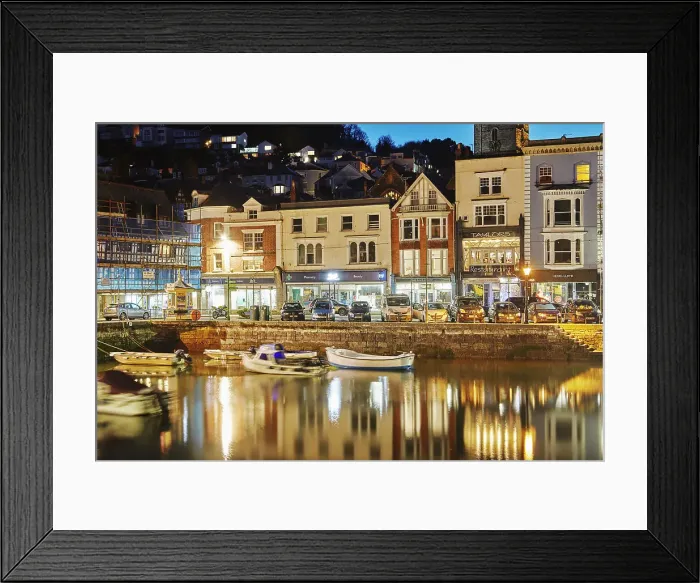 Framed Print : A dusk view of historic buildings around the old harbour at Dartmouth, in the mouth of the River Dart, on the south coast of Devon, England, United Kingdom, Europe Framed Print : A dusk view of historic buildings around the old harbour at Dartmouth, in the mouth of the River Dart, on the south coast of Devon, England, United Kingdom, Europe