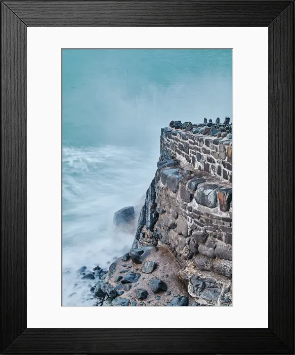 Framed Print : Evening shoreline, Atlantic surf crashing against the harbour wall at Hartland Quay, north Devon, England, United Kingdom, Europe Framed Print : Evening shoreline, Atlantic surf crashing against the harbour wall at Hartland Quay, north Devon, England, United Kingdom, Europe