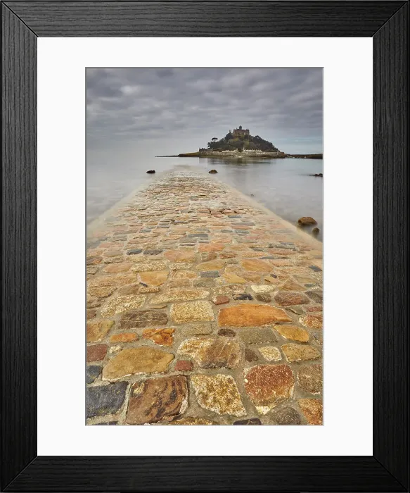 Framed Print : St. Michael's Mount in early morning light and a falling tide, with the causeway between the island and the mainland at Marazion still largely submerged; Marazion, near Penzance, Cornwall, England, United Kingdom, Europe Framed Print : St. Michael's Mount in early morning light and a falling tide, with the causeway between the island and the mainland at Marazion still largely submerged; Marazion, near Penzance, Cornwall, England, United Kingdom, Europe