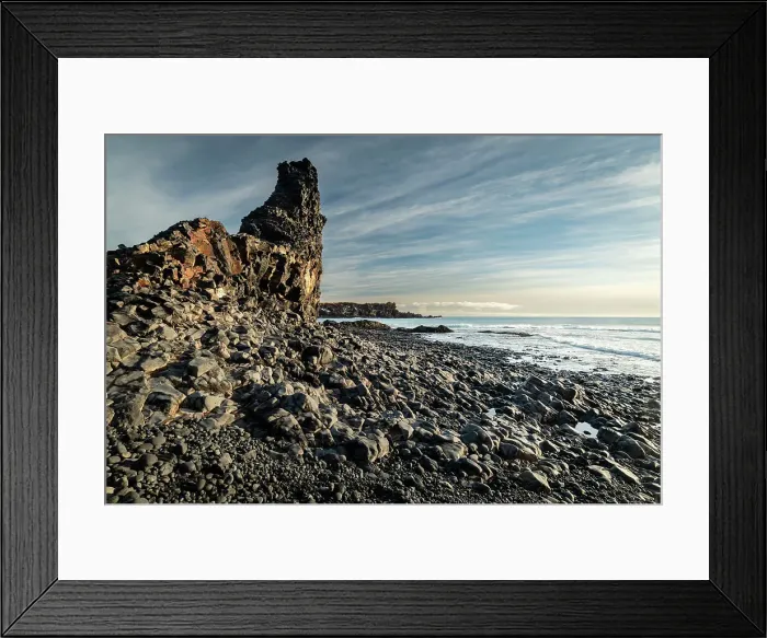 Framed Print : Sea cliff and rock formations on Djupalonssandur beach, Iceland, Polar Regions Framed Print : Sea cliff and rock formations on Djupalonssandur beach, Iceland, Polar Regions