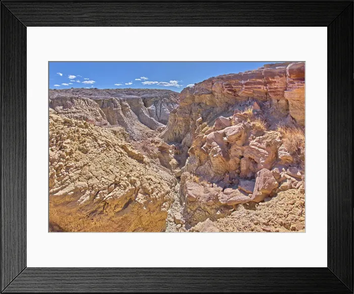 Framed Print : A deep canyon eroded thru the hills of purple and gray bentonite clay near Hamilili Point on the south end of Petrified Forest National Park, Arizona, United States of America, North America Framed Print : A deep canyon eroded thru the hills of purple and gray bentonite clay near Hamilili Point on the south end of Petrified Forest National Park, Arizona, United States of America, North America
