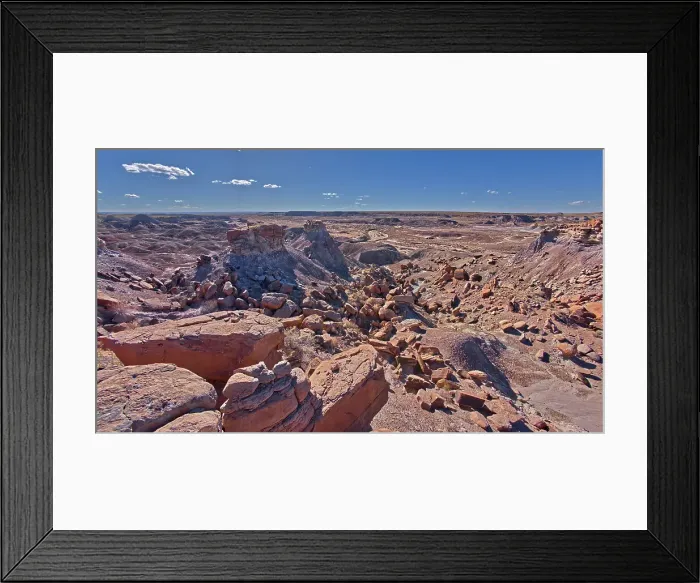 Framed Print : Rock islands just off a mesa near Hamilili Point on the south end of Petrified Forest National Park, Arizona, United States of America, North America Framed Print : Rock islands just off a mesa near Hamilili Point on the south end of Petrified Forest National Park, Arizona, United States of America, North America
