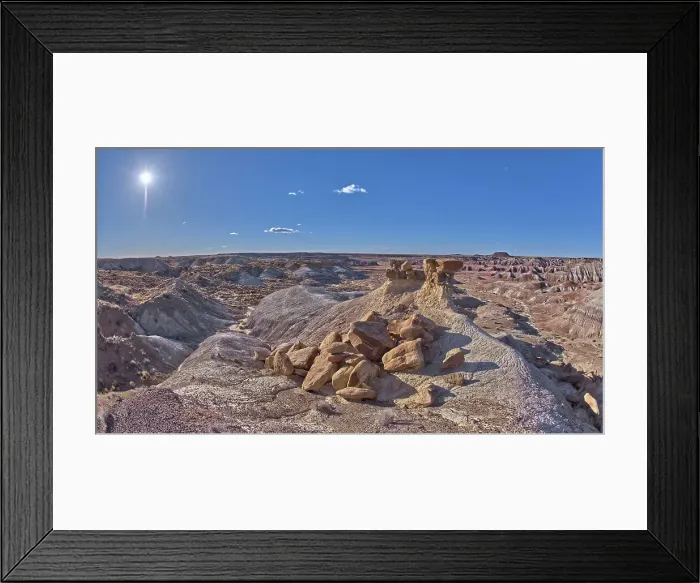 Framed Print : A solitary rock hoodoo in the purple badlands near Hamilili Point on the south end of Petrified Forest National Park, Arizona, United States of America, North America Framed Print : A solitary rock hoodoo in the purple badlands near Hamilili Point on the south end of Petrified Forest National Park, Arizona, United States of America, North America