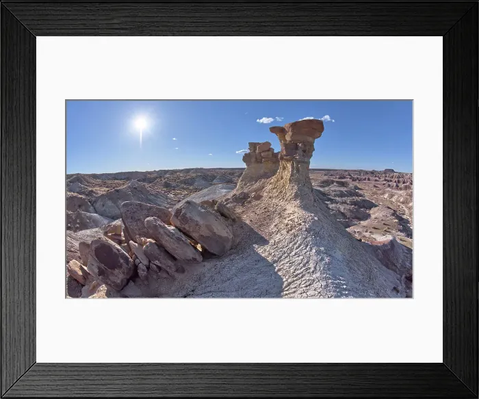 Framed Print : A solitary rock hoodoo in the purple badlands near Hamilili Point on the south end of Petrified Forest National Park, Arizona, United States of America, North America Framed Print : A solitary rock hoodoo in the purple badlands near Hamilili Point on the south end of Petrified Forest National Park, Arizona, United States of America, North America