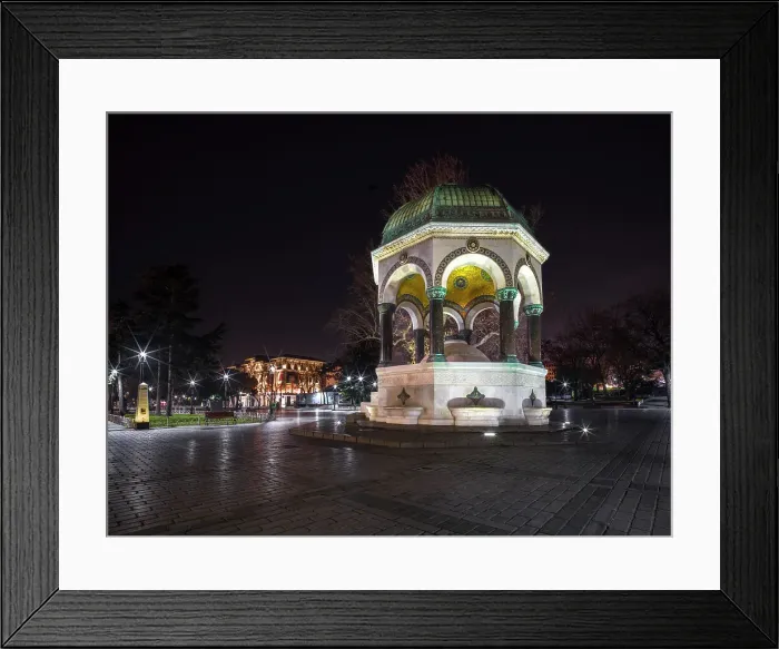 Framed Print : German Fountain illuminated at night, Istanbul, Turkey, Europe Framed Print : German Fountain illuminated at night, Istanbul, Turkey, Europe