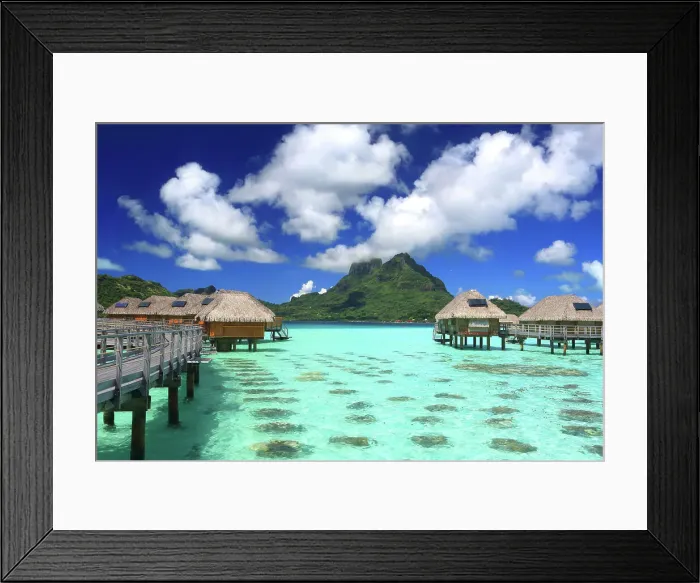 Framed Print : Le Bora Bora by Pearl Resort and Mount Otemanu, Moto Tevairoa island, Bora Bora, French Polynesia, South Pacific, Pacific Framed Print : Le Bora Bora by Pearl Resort and Mount Otemanu, Moto Tevairoa island, Bora Bora, French Polynesia, South Pacific, Pacific