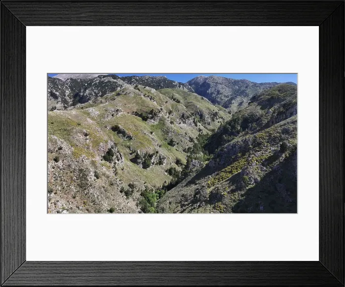 Framed Print : Aerial view of Gorge Sarakina Meskla, Crete, Greek Islands, Greece, Europe Framed Print : Aerial view of Gorge Sarakina Meskla, Crete, Greek Islands, Greece, Europe