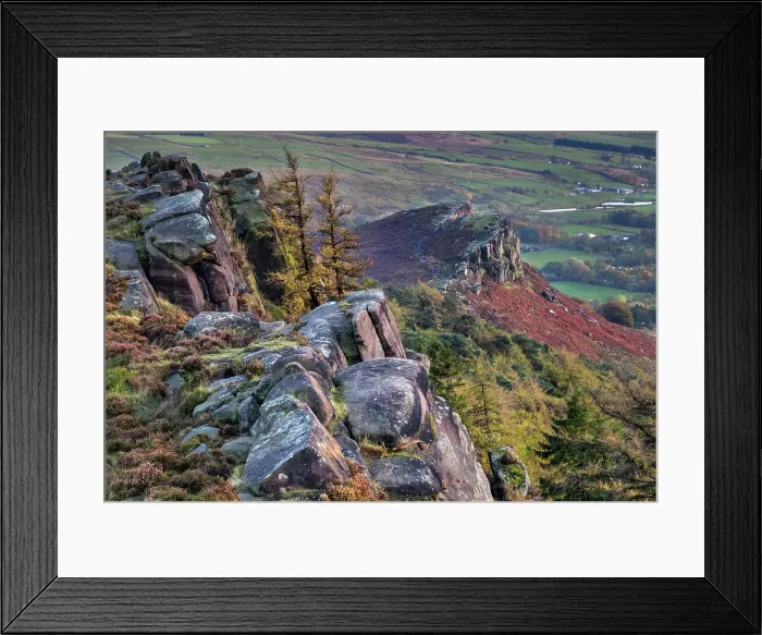 Framed Print : Hen Cloud from The Roaches rock formation in autumn, near Leek, Peak District National Park, Staffordshire Moorlands, Staffordshire, England, United Kingdom, Europe Framed Print : Hen Cloud from The Roaches rock formation in autumn, near Leek, Peak District National Park, Staffordshire Moorlands, Staffordshire, England, United Kingdom, Europe