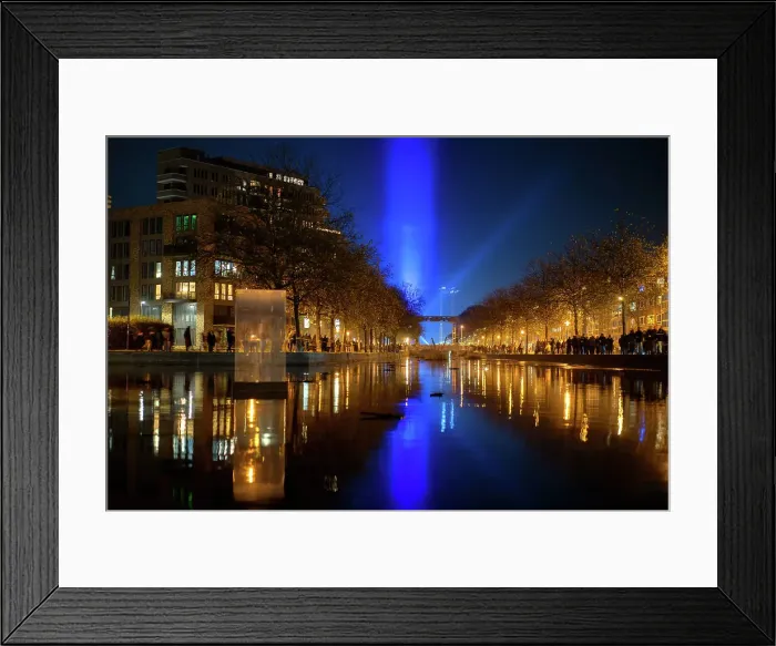 Framed Print : Eindhoven canal at night during Glow light festival, Eindhoven, North Brabant, The Netherlands, Europe