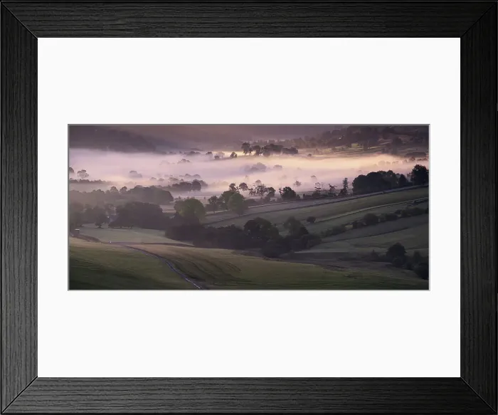 Framed Print : Mist and Fog in the Upper Dove Valley at dawn, near Longnor, Peak District National Park, Derbyshire, England, United Kingdom, Europe Framed Print : Mist and Fog in the Upper Dove Valley at dawn, near Longnor, Peak District National Park, Derbyshire, England, United Kingdom, Europe