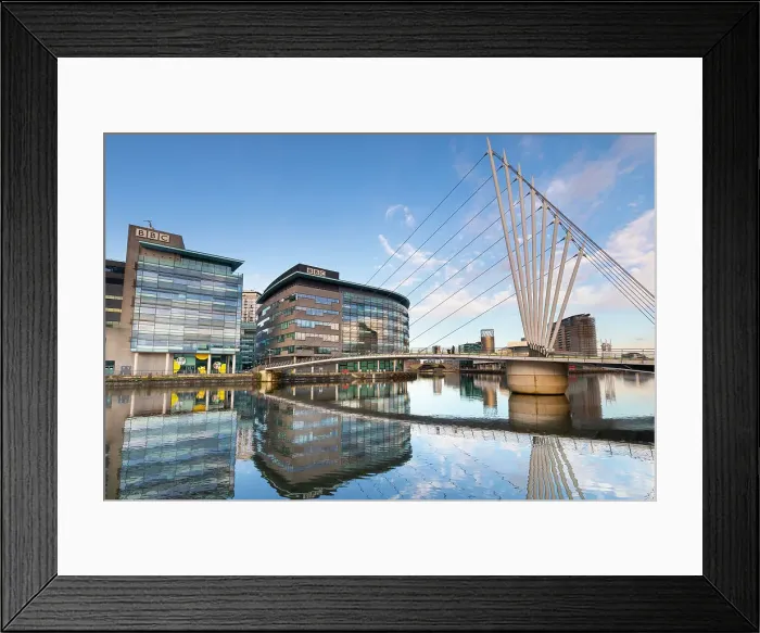 Framed Print : Media City footbridge, Media City UK, Salford Quays, Greater Manchester, England, United Kingdom, Europe Framed Print : Media City footbridge, Media City UK, Salford Quays, Greater Manchester, England, United Kingdom, Europe