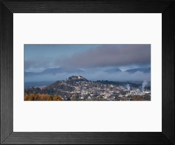 Framed Print : Panoramic image of the City of Stirling and Stirling Castle in autumn, Stirling, Stirlingshire, Scotland, United Kingdom, Europe Framed Print : Panoramic image of the City of Stirling and Stirling Castle in autumn, Stirling, Stirlingshire, Scotland, United Kingdom, Europe