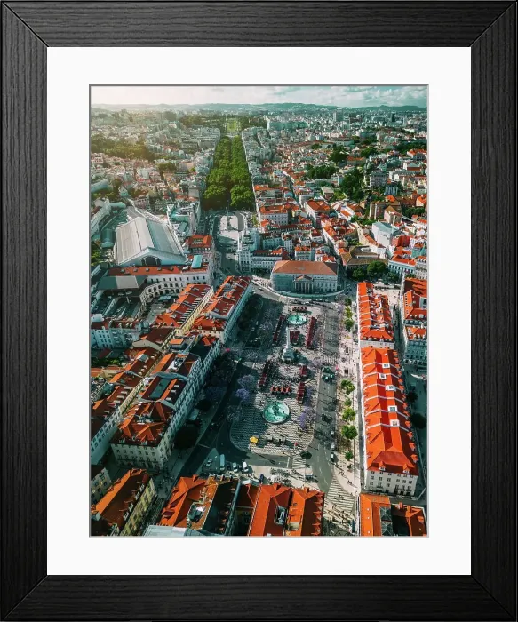 Framed Print : An aerial vertical drone perspective of city center with Rossio Square leading to Restauradores and the tree-lined Avenida da Liberdade boulevard towards Marques de Pombal Square and Eduardo VII Park, Lisbon, Portugal, Europe Framed Print : An aerial vertical drone perspective of city center with Rossio Square leading to Restauradores and the tree-lined Avenida da Liberdade boulevard towards Marques de Pombal Square and Eduardo VII Park, Lisbon, Portugal, Europe