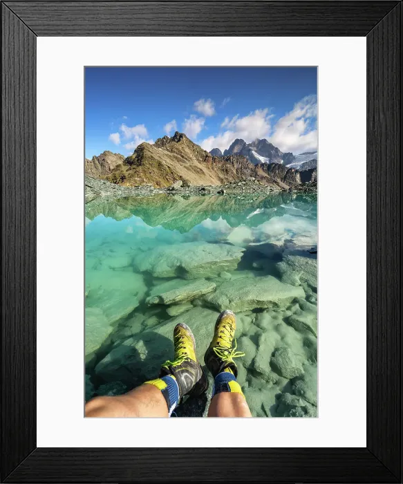 Framed Print : Relaxing in Alpine lake, Valmalenco in Valtellina, Sondrio province, Lombardy district, Italy, Europe Framed Print : Relaxing in Alpine lake, Valmalenco in Valtellina, Sondrio province, Lombardy district, Italy, Europe