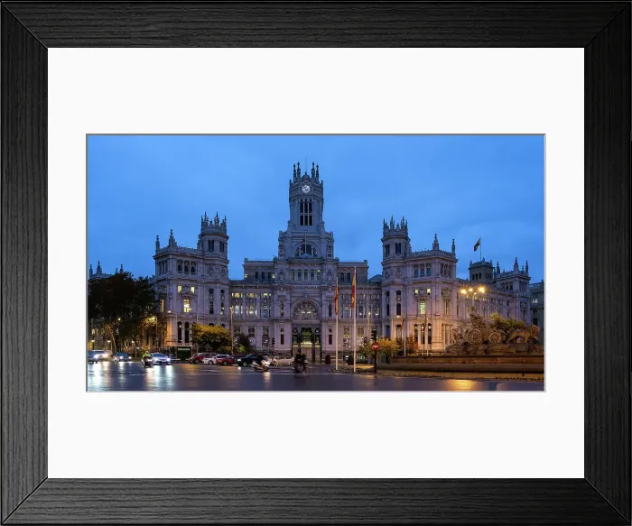 Framed Print : Scenic view of Plaza de Cibeles, featuring the majestic Cibeles Palace in the background and the famous Cibeles Fountain in the foreground, Madrid, Spain, Europe Framed Print : Scenic view of Plaza de Cibeles, featuring the majestic Cibeles Palace in the background and the famous Cibeles Fountain in the foreground, Madrid, Spain, Europe