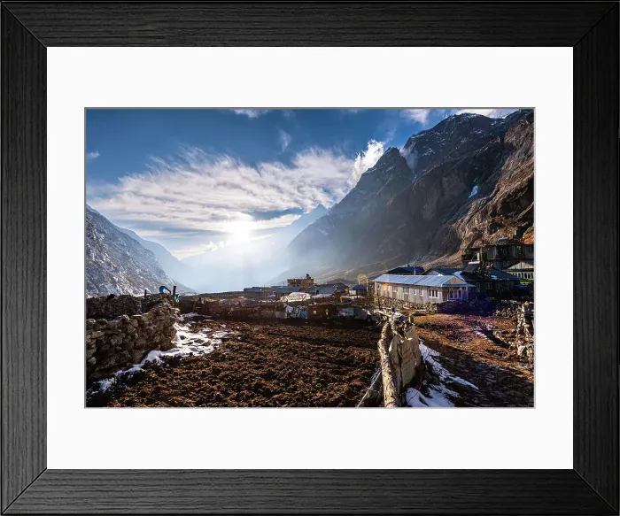 Framed Print : View on the vast Valley during sunset in Lang Tang Village, a high altitude village on the Lang Tang Valley Trek, Himalayas, Nepal, Asia Framed Print : View on the vast Valley during sunset in Lang Tang Village, a high altitude village on the Lang Tang Valley Trek, Himalayas, Nepal, Asia
