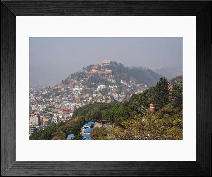 Framed Print : View over the hills of Kathmandu with Tergar Osel Ling Monastery, Kathmandu, Nepal, Asia Framed Print : View over the hills of Kathmandu with Tergar Osel Ling Monastery, Kathmandu, Nepal, Asia