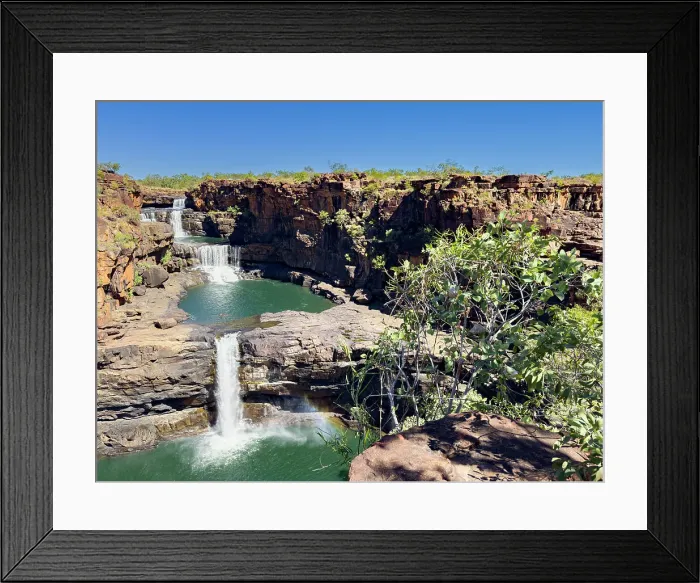 Framed Print : A view of the upper and lower Mitchell Bay waterfalls, Kimberley, Western Australia, Australia, Pacific Framed Print : A view of the upper and lower Mitchell Bay waterfalls, Kimberley, Western Australia, Australia, Pacific