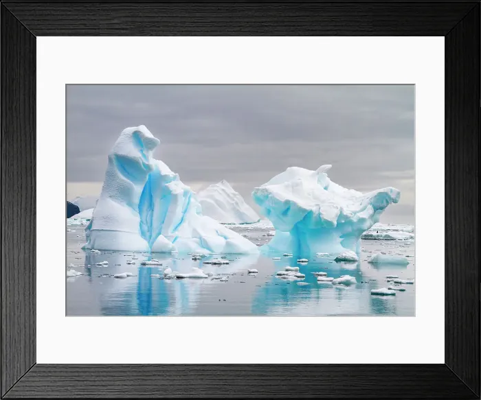 Framed Print : Icebergs near the Antarctic Peninsula during the summer months, Antarctica, Southern Ocean, Polar Regions