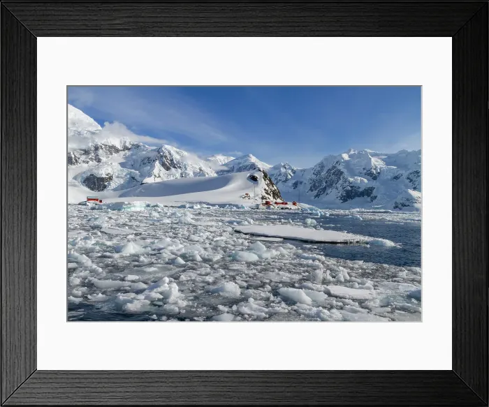 Framed Print : View of the Argentine base Almirante Brown, named after Guillermo Brown of the Argentine Navy, Paradise Bay, Antarctica, Polar Regions Framed Print : View of the Argentine base Almirante Brown, named after Guillermo Brown of the Argentine Navy, Paradise Bay, Antarctica, Polar Regions