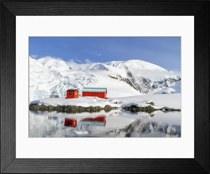 Framed Print : View of the Argentine base Almirante Brown, named after Guillermo Brown of the Argentine Navy, Paradise Bay, Antarctica, Polar Regions Framed Print : View of the Argentine base Almirante Brown, named after Guillermo Brown of the Argentine Navy, Paradise Bay, Antarctica, Polar Regions