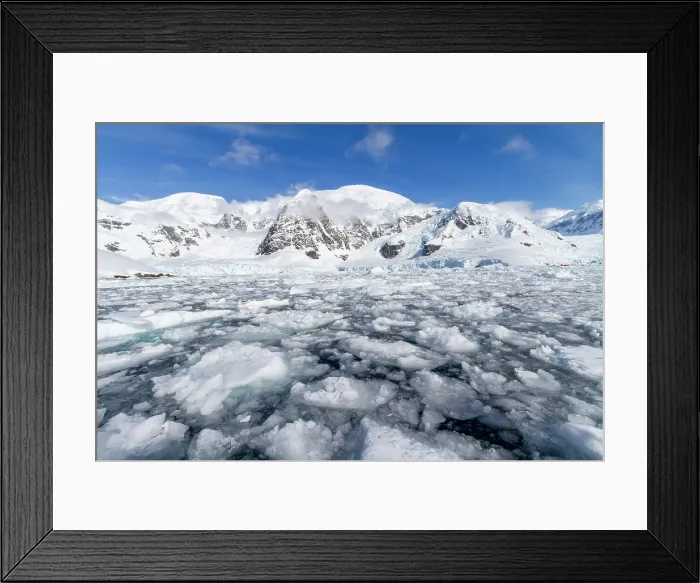 Framed Print : View of calm seas and reflected mountains surrounding Paradise Bay on the western side of the Antarctic Peninsula, Polar Regions Framed Print : View of calm seas and reflected mountains surrounding Paradise Bay on the western side of the Antarctic Peninsula, Polar Regions