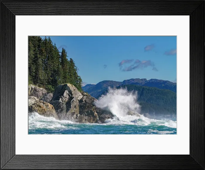 Framed Print : Waves crashing against the shore in Cross Sound, Southeast Alaska, United States of America, North America Framed Print : Waves crashing against the shore in Cross Sound, Southeast Alaska, United States of America, North America