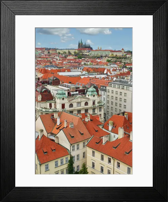 Framed Print : Aerial view over the red roofs of Prague, the Castle and the Cathedral, UNESCO World Heritage Site, Prague, Bohemia, Czech Republic (Czechia), Europe Framed Print : Aerial view over the red roofs of Prague, the Castle and the Cathedral, UNESCO World Heritage Site, Prague, Bohemia, Czech Republic (Czechia), Europe