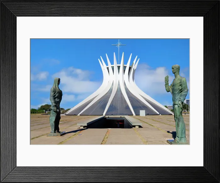Framed Print : St. Luke and St. John the Evangelists statues by Alfredo Ceschiatti and Dante Croce in front of Roman Cathedral of Brasilia (Metropolitan Cathedral), designed by Oscar Niemeyer, UNESCO World Heritage Site, Brasilia, Federal district, Brazil Framed Print : St. Luke and St. John the Evangelists statues by Alfredo Ceschiatti and Dante Croce in front of Roman Cathedral of Brasilia (Metropolitan Cathedral), designed by Oscar Niemeyer, UNESCO World Heritage Site, Brasilia, Federal district, Brazil