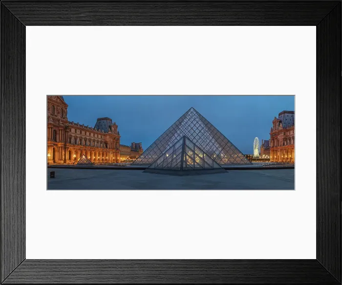 Framed Print : Pyramide at Louvre Museum at dusk, Paris, Ile de France, France, Europe