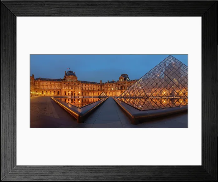 Framed Print : Pyramide at Louvre Museum at dusk, Paris, Ile de France, France, Europe Framed Print : Pyramide at Louvre Museum at dusk, Paris, Ile de France, France, Europe