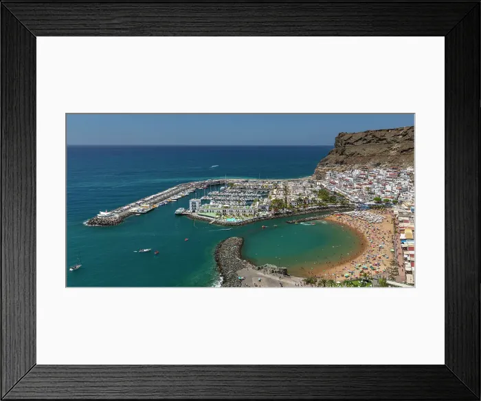 Framed Print : Marina and beach of Puerto de Mogan, Gran Canaria, Canary Islands, Spain, Atlantic, Europe