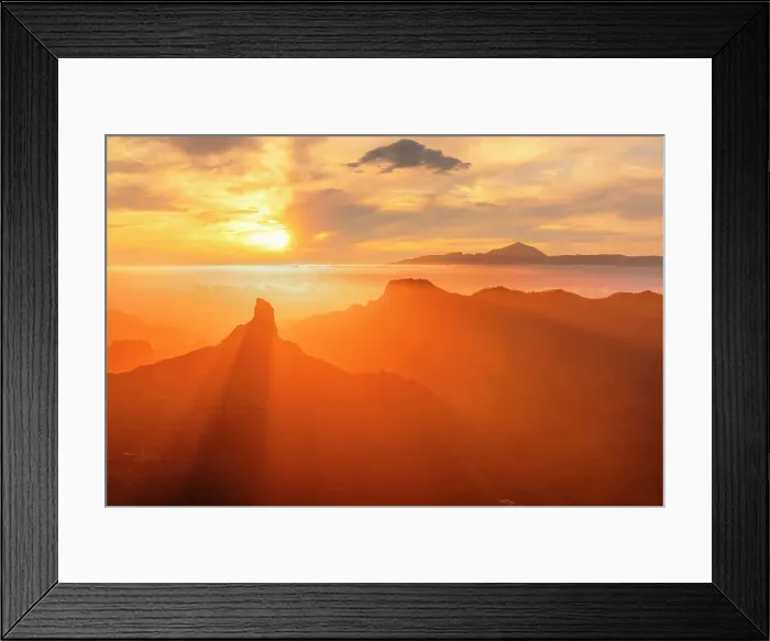 Framed Print : View over Roque Bentayga to Teide on Tenerife, Gran Canaria, Canary Islands, Spain, Atlantic, Europe Framed Print : View over Roque Bentayga to Teide on Tenerife, Gran Canaria, Canary Islands, Spain, Atlantic, Europe