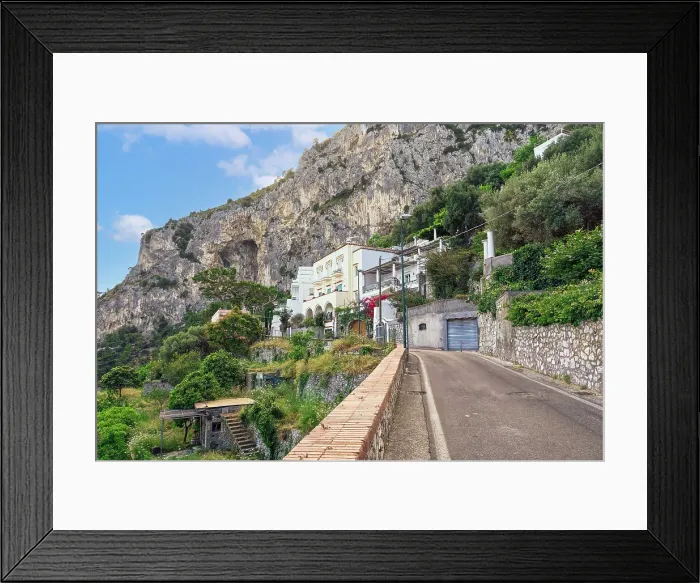 Framed Print : Houses surrounded by greenery above Marina Picola, Capri Island, Bay of Naples, Campania, Italy, Europe Framed Print : Houses surrounded by greenery above Marina Picola, Capri Island, Bay of Naples, Campania, Italy, Europe