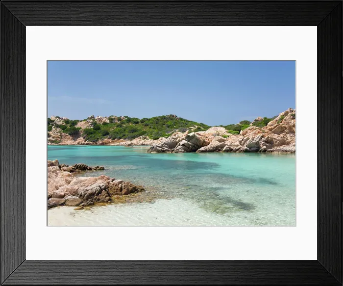 Framed Print : View from shore across the calm turquoise waters of Cala Napoletana, Caprera Island, La Maddalena Archipelago National Park, Sassari, Sardinia, Italy, Mediterranean, Europe Framed Print : View from shore across the calm turquoise waters of Cala Napoletana, Caprera Island, La Maddalena Archipelago National Park, Sassari, Sardinia, Italy, Mediterranean, Europe