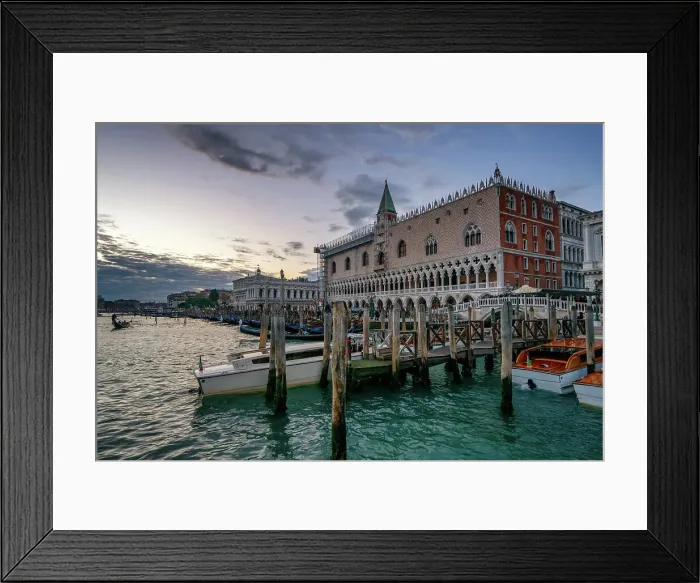 Framed Print : Ducal Palace near the Grand Canal at sunset, Venice, UNESCO World Heritage Site, Veneto, Italy, Europe