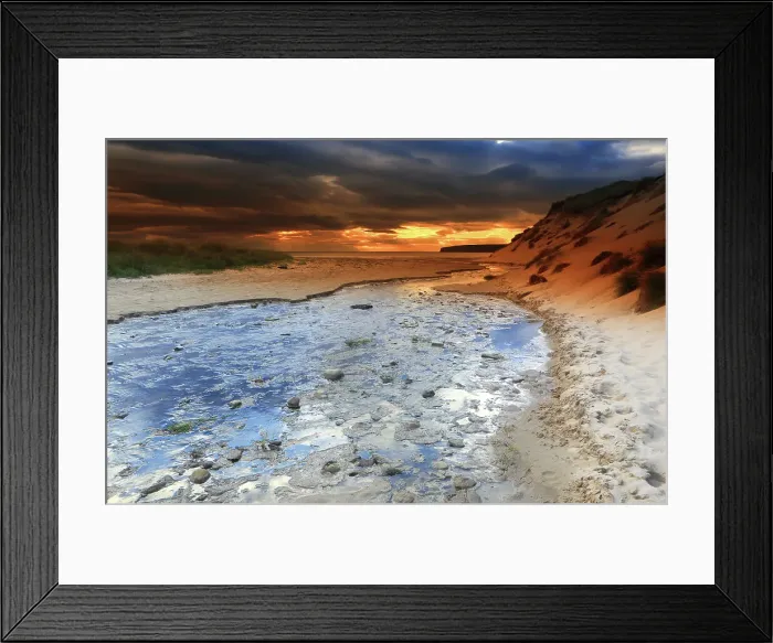 Framed Print : Dunnet Bay at sunset, near Thurso, Caithness, Highlands, Scotland, United Kingdom, Europe