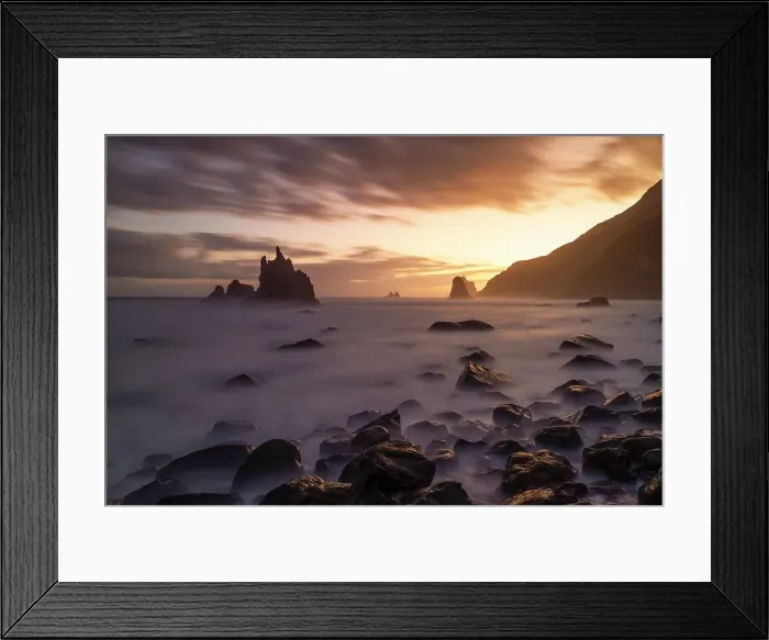 Framed Print : A long exposure to capture the sunrise at Benijo Beach, Tenerife, Canary Islands, Spain, Atlantic, Europe Framed Print : A long exposure to capture the sunrise at Benijo Beach, Tenerife, Canary Islands, Spain, Atlantic, Europe