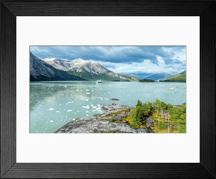Framed Print : Aerial of a cruise ship anchoring below Pia glacier, Tierra del Fuego, Chile, South America Framed Print : Aerial of a cruise ship anchoring below Pia glacier, Tierra del Fuego, Chile, South America