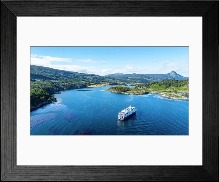 Framed Print : Aerial of a cruise ship anchoring in Wulaia Bay, Tierra del Fuego, Chile, South America Framed Print : Aerial of a cruise ship anchoring in Wulaia Bay, Tierra del Fuego, Chile, South America
